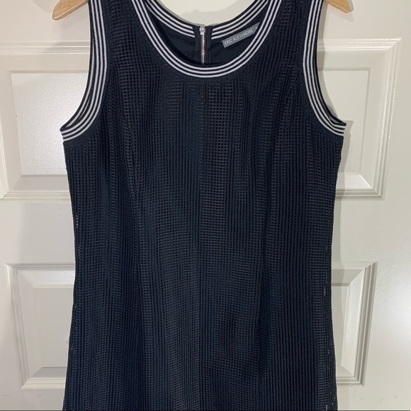 eric Alexandre Black Mesh Midi Dress Sleeveless Flower panel Hem 1/2 Back Zip - Picture 11 of 11